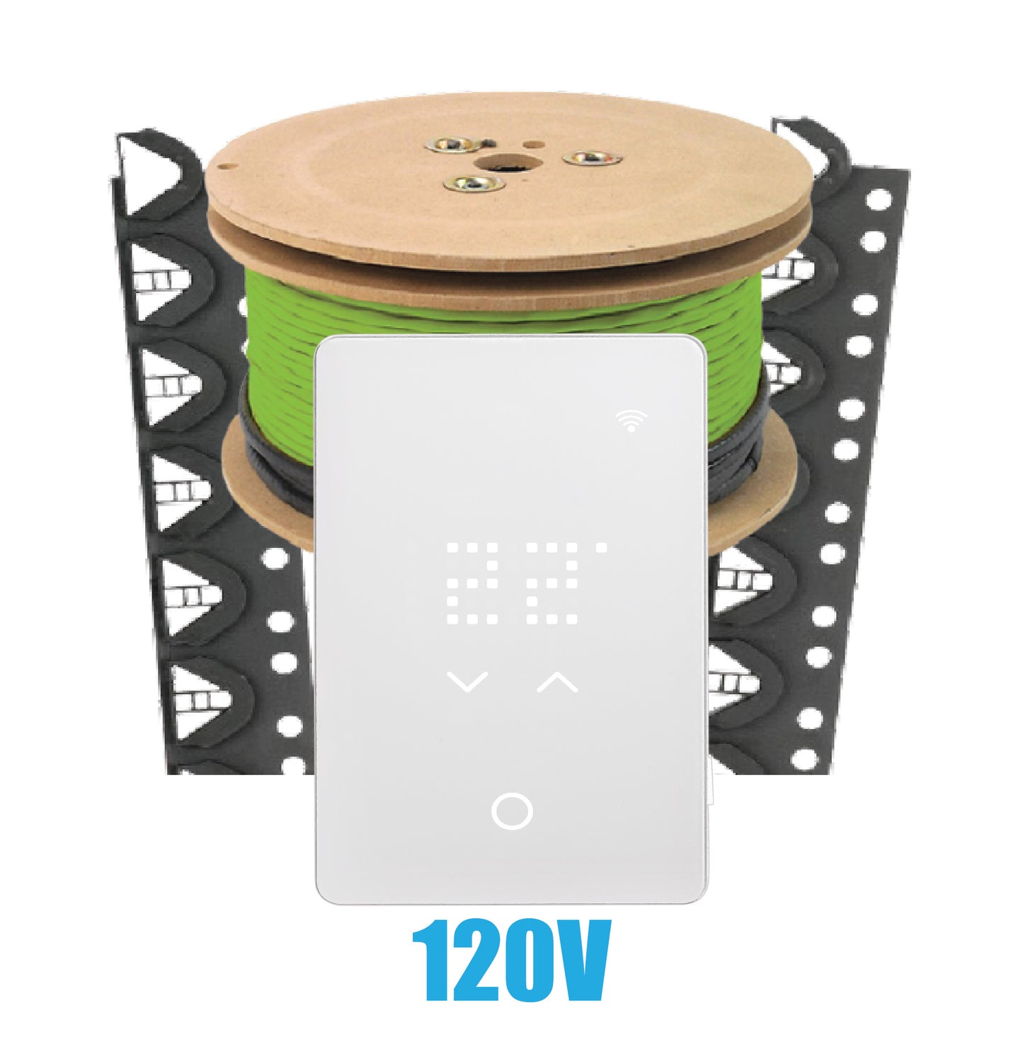 WarmAll 120V Floor Heating System Package With Floor Guides With OJ UWG5 Wi-Fi Thermostat And Accessories