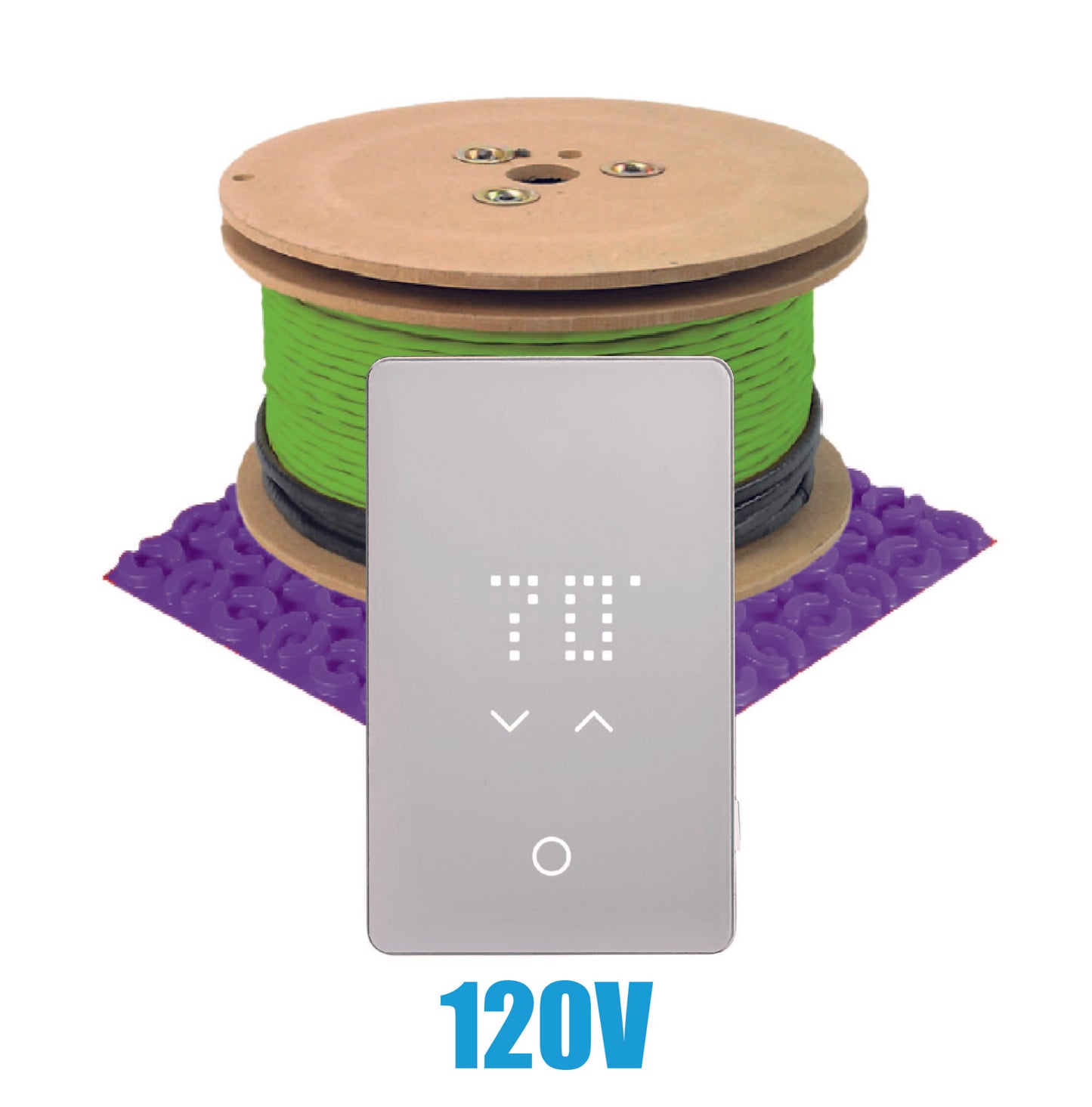 Ensemble de système de chauffage par le sol WarmAll 120 V pour membrane de désolidarisation avec thermostat UTN5 et accessoires