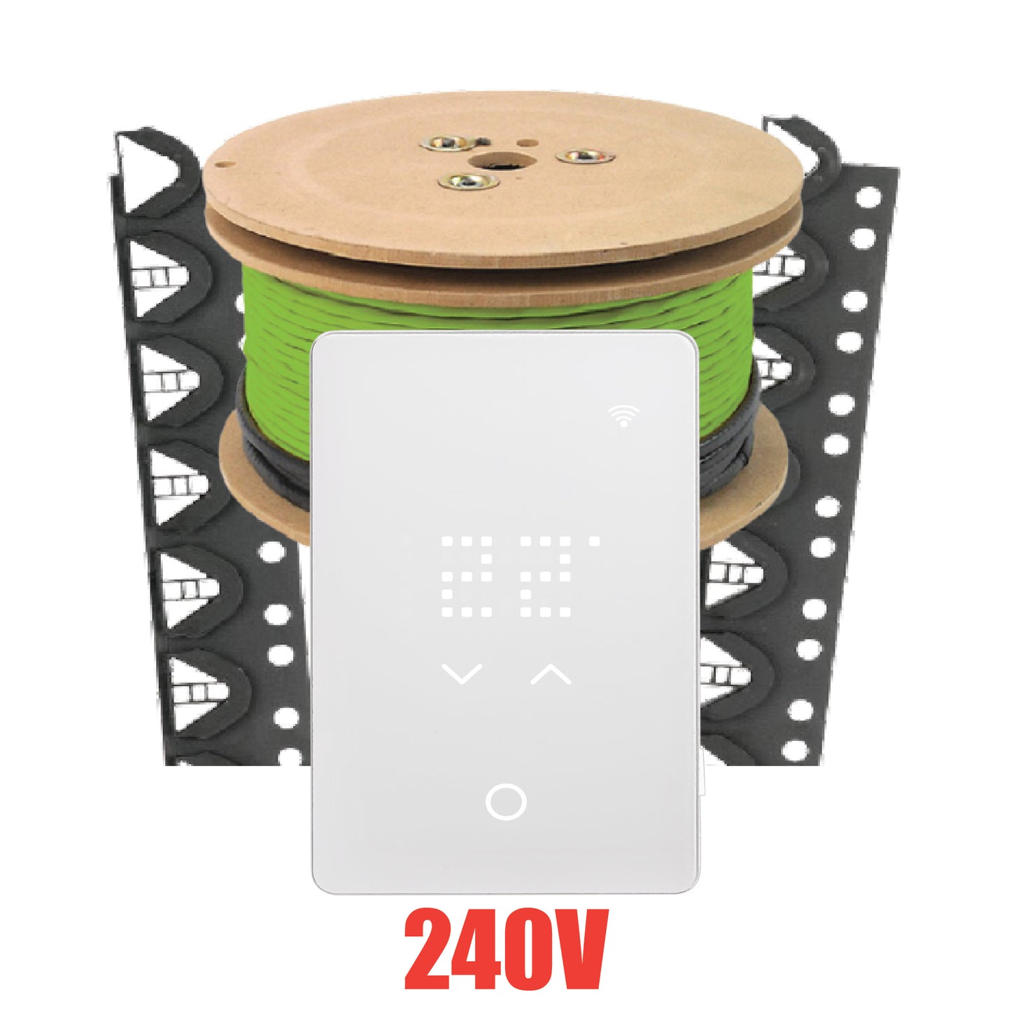 WarmAll 240V Floor Heating System Package With Floor Guides With OJ UWG5 Smart Wi-Fi Thermostat And Accessories