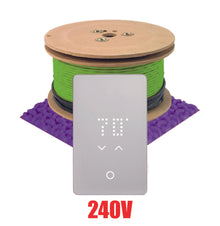 Ensemble de système de chauffage par le sol WarmAll 240 V pour membrane de désolidarisation avec thermostat UTN5 et accessoires