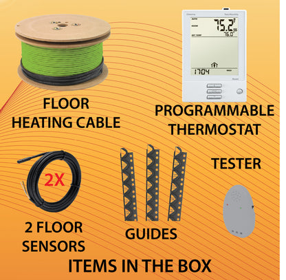 Ensemble de chauffage au sol WarmAll avec guides au sol 120V avec thermostat programmable et accessoires