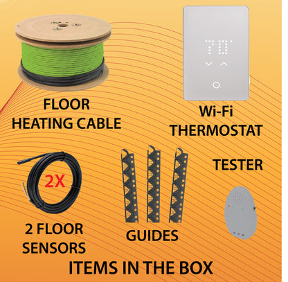 Ensemble de chauffage au sol WarmAll avec guides au sol 240V avec thermostat Wi-Fi intelligent et accessoires